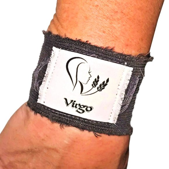 Hand Crafted Jewelry - Gray Zodiac Virgo Bracelet Cuff Gift For Women Astrological Sign Maiden Graphic